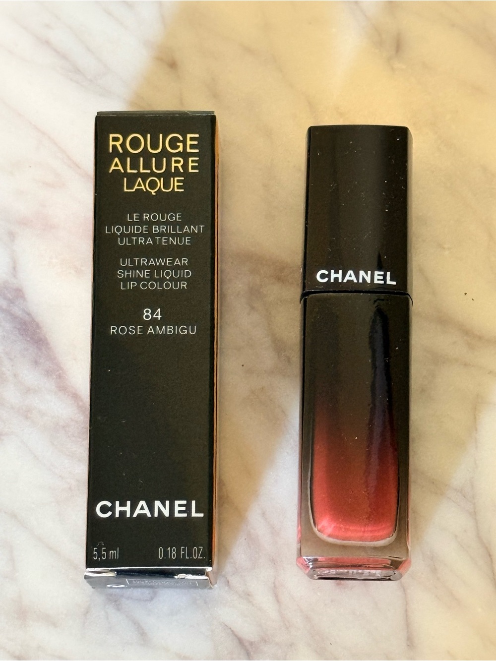 Chanel Rouge Allure Laque Liquid Lip Colour – 84 Rose Ambigu (Pink)